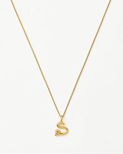 Curly Molten Mini Initial Necklace - S | 18ct Gold Vermeil Necklaces Missoma
