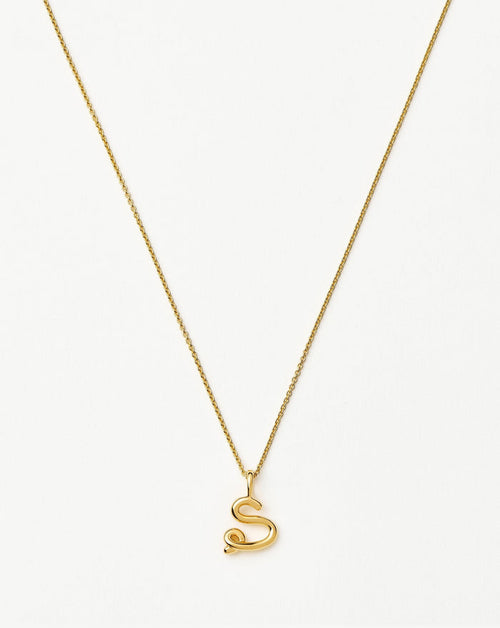 Curly Molten Mini Initial Necklace - S | 18ct Gold Vermeil Necklaces Missoma