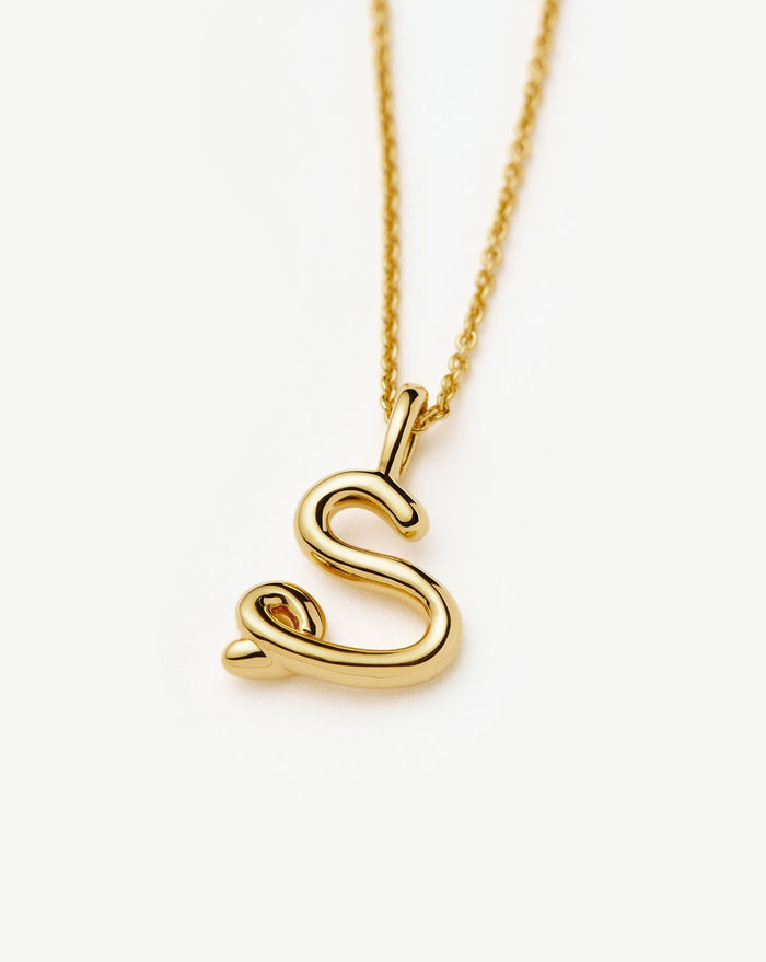 Curly Molten Mini Initial Necklace - S | 18ct Gold Vermeil Necklaces Missoma