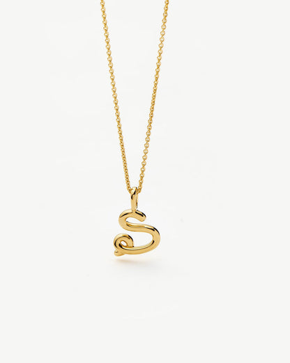 Curly Molten Mini Initial Necklace - S | 18ct Gold Vermeil Necklaces Missoma
