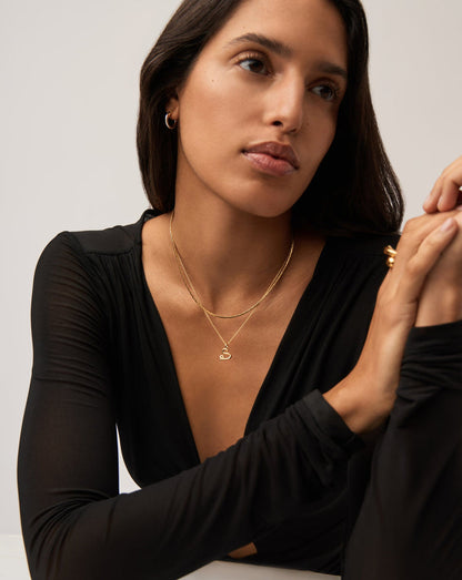 Curly Molten Mini Initial Necklace - S | 18ct Gold Vermeil Necklaces Missoma