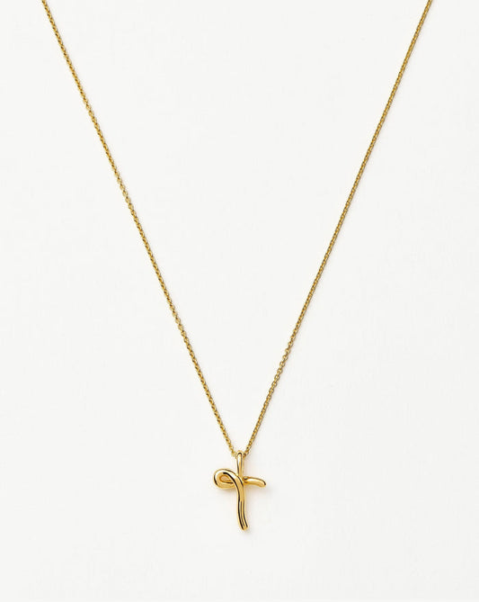 Curly Molten Mini Initial Necklace - T | 18ct Gold Vermeil Necklaces Missoma