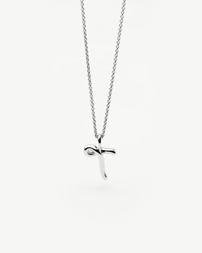 Curly Molten Mini Initial Necklace - T | Sterling Silver Necklaces Missoma
