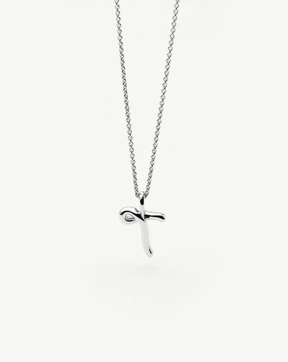Curly Molten Mini Initial Necklace - T | Sterling Silver Necklaces Missoma