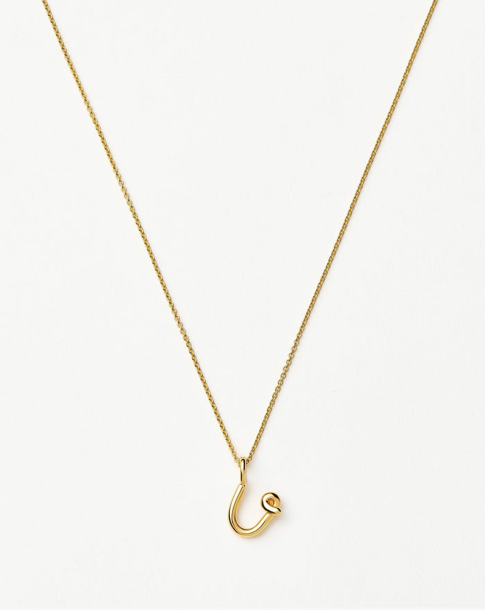 Curly Molten Mini Initial Necklace - U | 18ct Gold Vermeil Necklaces Missoma