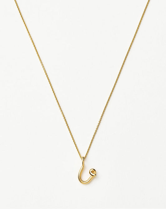 Curly Molten Mini Initial Necklace - U | 18ct Gold Vermeil Necklaces Missoma