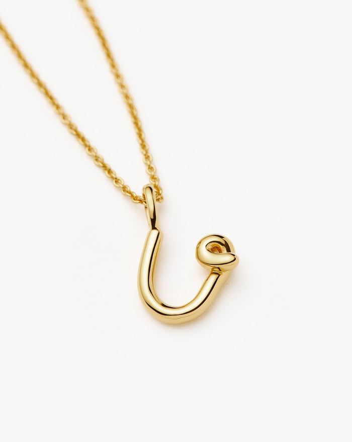 Curly Molten Mini Initial Necklace - U | 18ct Gold Vermeil Necklaces Missoma