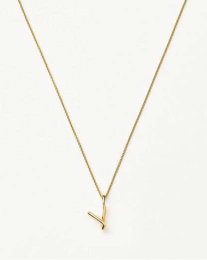 Curly Molten Mini Initial Necklace - V | 18ct Gold Vermeil Necklaces Missoma