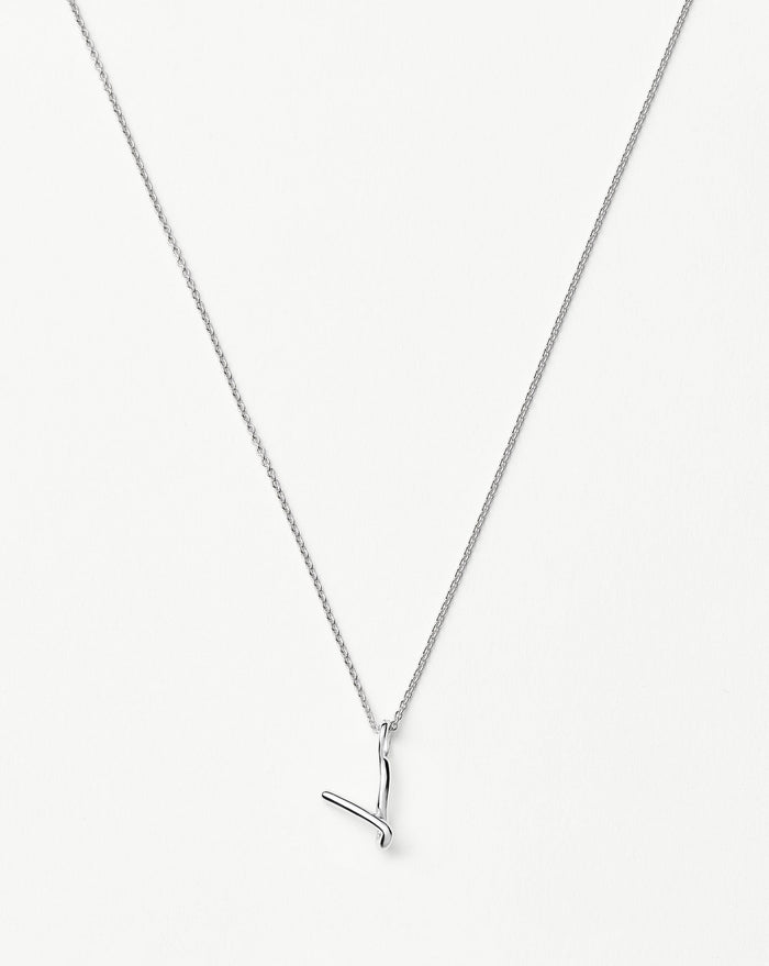 Curly Molten Mini Initial Necklace - V | Sterling Silver Necklaces Missoma