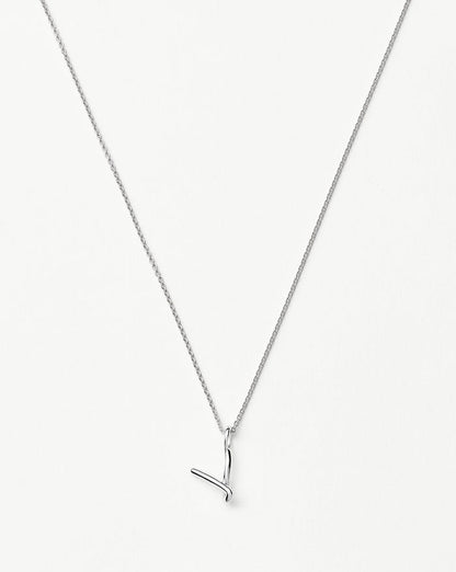 Curly Molten Mini Initial Necklace - V | Sterling Silver Necklaces Missoma