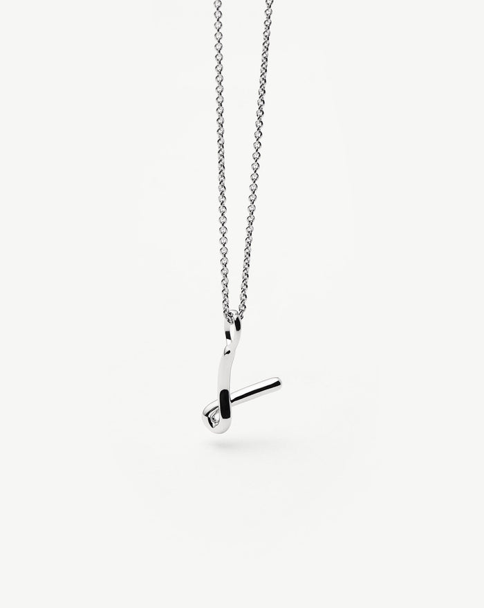 Curly Molten Mini Initial Necklace - V | Sterling Silver Necklaces Missoma