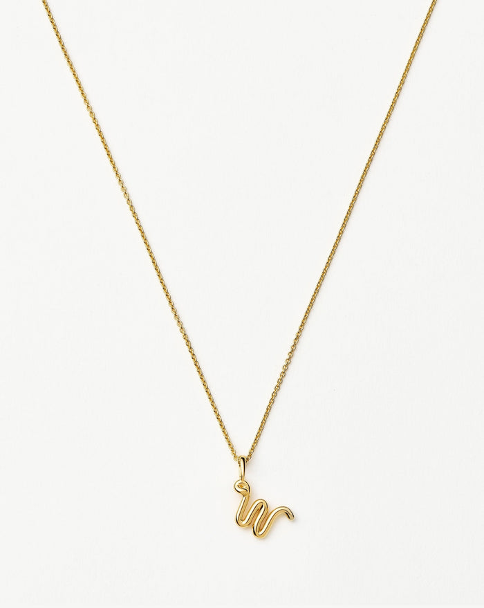 Curly Molten Mini Initial Necklace - W | 18ct Gold Vermeil Necklaces Missoma