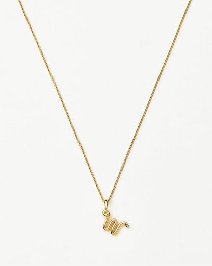 Curly Molten Mini Initial Necklace - W | 18ct Gold Vermeil Necklaces Missoma
