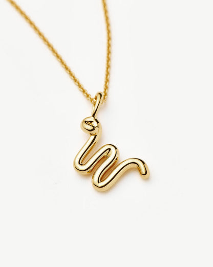 Curly Molten Mini Initial Necklace - W | 18ct Gold Vermeil Necklaces Missoma