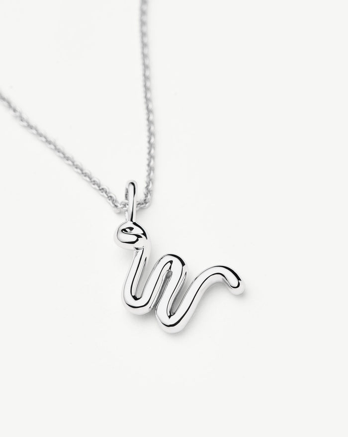 Curly Molten Mini Initial Necklace - W | Sterling Silver Necklaces Missoma