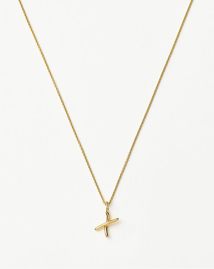 Curly Molten Mini Initial Necklace - X | 18ct Gold Vermeil Necklaces Missoma