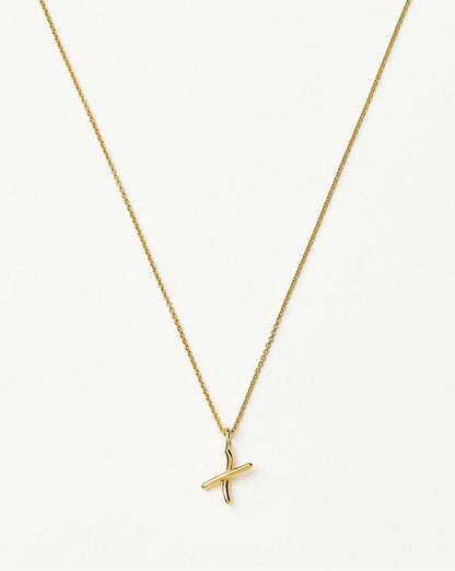 Curly Molten Mini Initial Necklace - X | 18ct Gold Vermeil Necklaces Missoma