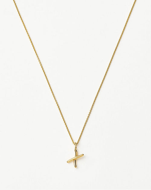 Curly Molten Mini Initial Necklace - X | 18ct Gold Vermeil Necklaces Missoma