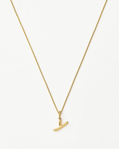 Curly Molten Mini Initial Necklace - Y | 18ct Gold Vermeil Necklaces Missoma
