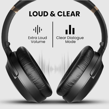 Duet Dual Wireless Headphones for TV, 2.4G connection. Ideal for seniors and share listening, featuring extra loud volume and clear dialogue mode.