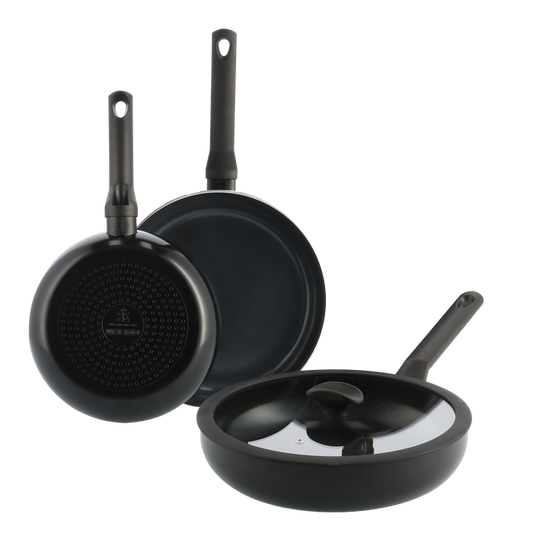Enjoy 3-delig pannenset Black met hapjespan