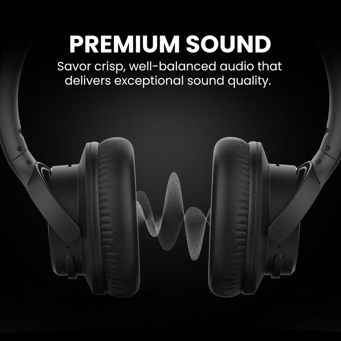 Ensemble Wireless TV Headphones with transmitter and charging base, compatible with TVs, delivering premium sound and improved speech clarity for everyday TV watching.