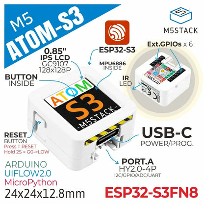 ATOMS3 Dev Kit w/ 0.85-inch Screen - m5stack-store
