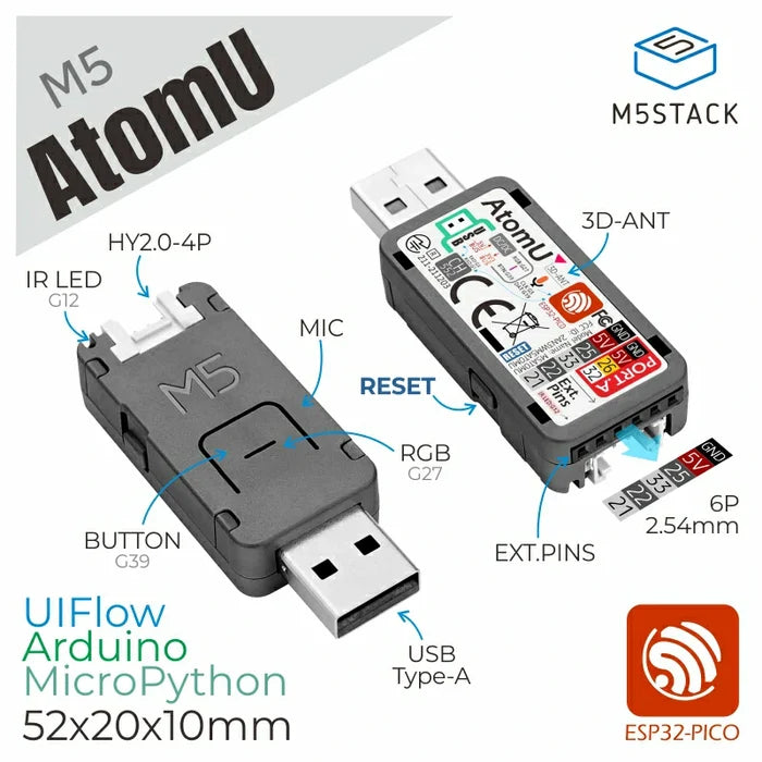 [EOL] AtomU ESP32 Development Kit with USB-A