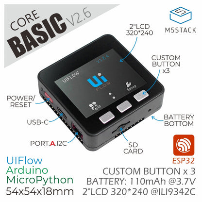 ESP32 Basic Core IoT Development Kit V2.6 - m5stack-store