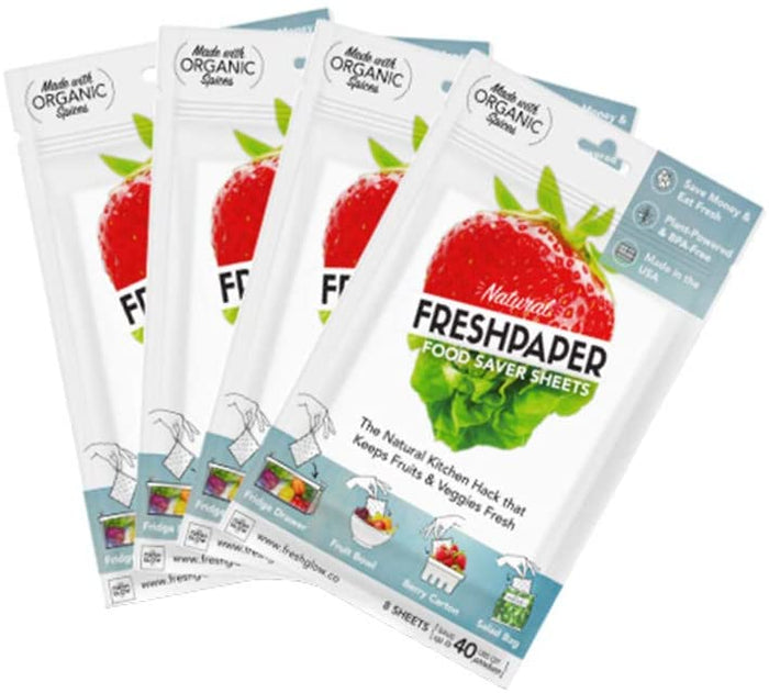 THE FRESHGLOW Co FRESHPAPER Food Saver Sheets for Produce, 8 Reusable Sheets (1 Pack) - Eco Trade Company