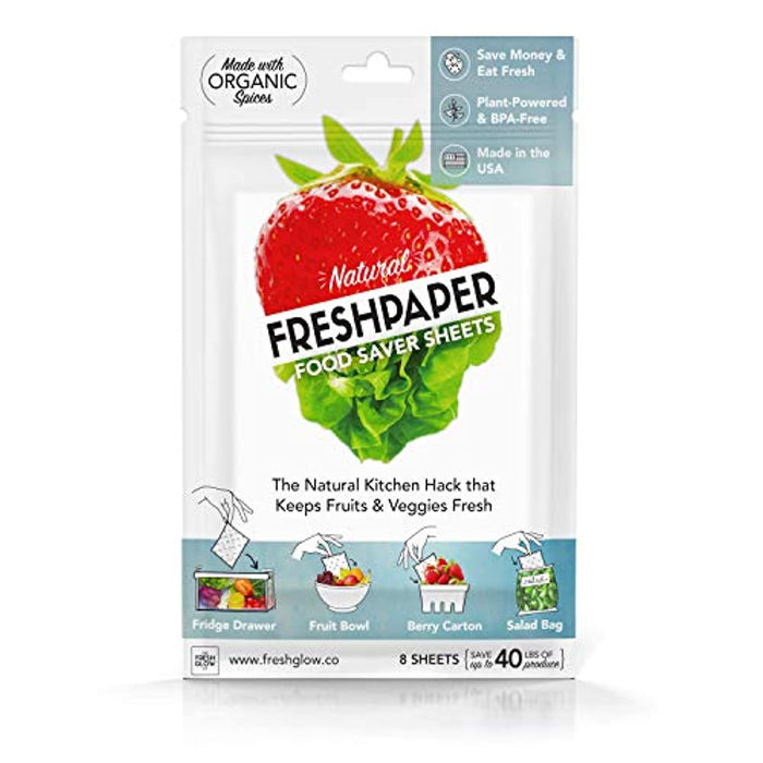 THE FRESHGLOW Co FRESHPAPER Food Saver Sheets for Produce, 8 Reusable Sheets (1 Pack) - Eco Trade Company