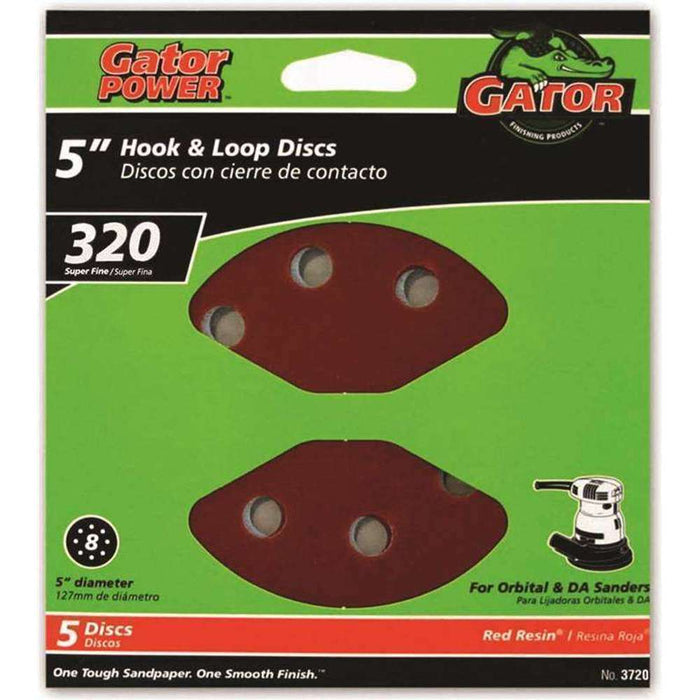 Gator Velcro Abrasive Disc 8 Holes 125mm Grit 320 5pk