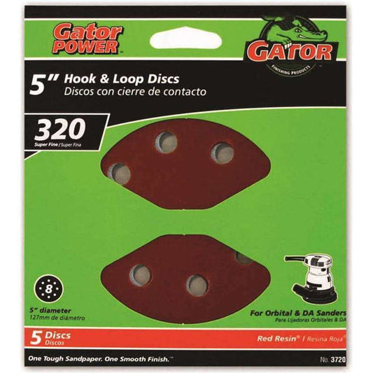 Gator Velcro Abrasive Disc 8 Holes 125mm Grit 320 5pk