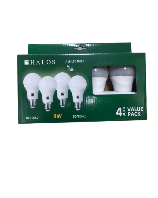 Halos A19 LED Bulb 9W 4 pack-Save Energy. Shine Brighter. Choose Halos MEGA