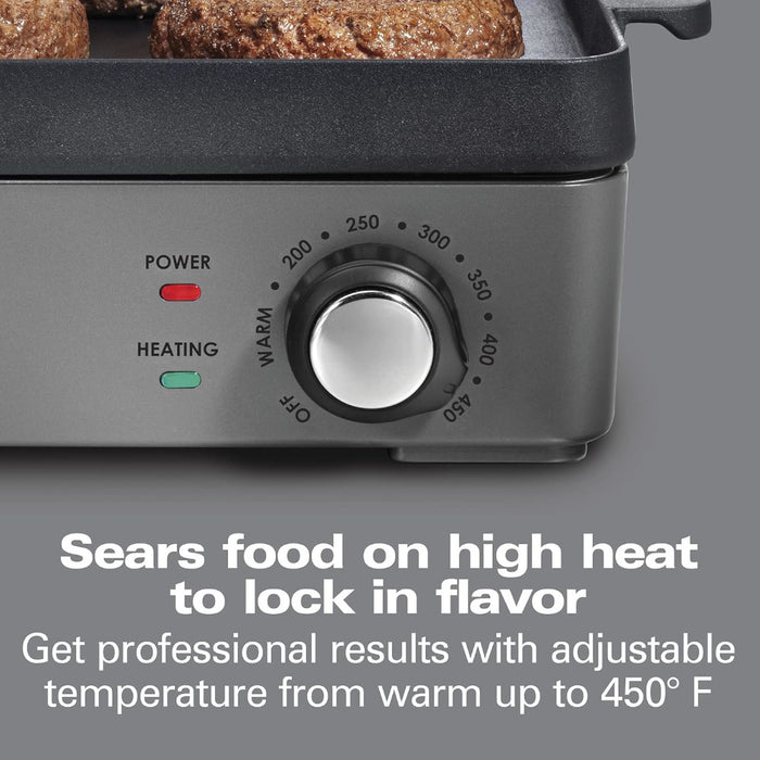 HAMILTON BEACH PROFESSIONAL 38560 Iron Indoor Electric Grill & Griddle - Refurbished with Home Essentials warranty