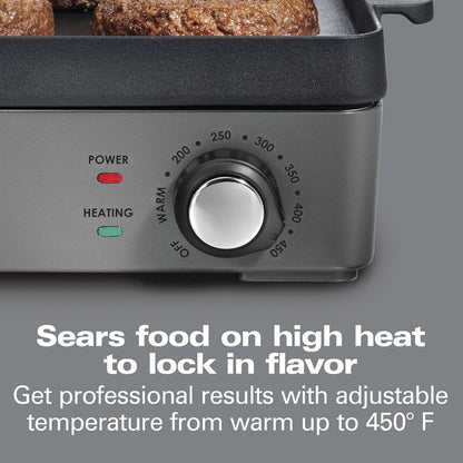 HAMILTON BEACH PROFESSIONAL 38560 Iron Indoor Electric Grill & Griddle - Refurbished with Home Essentials warranty