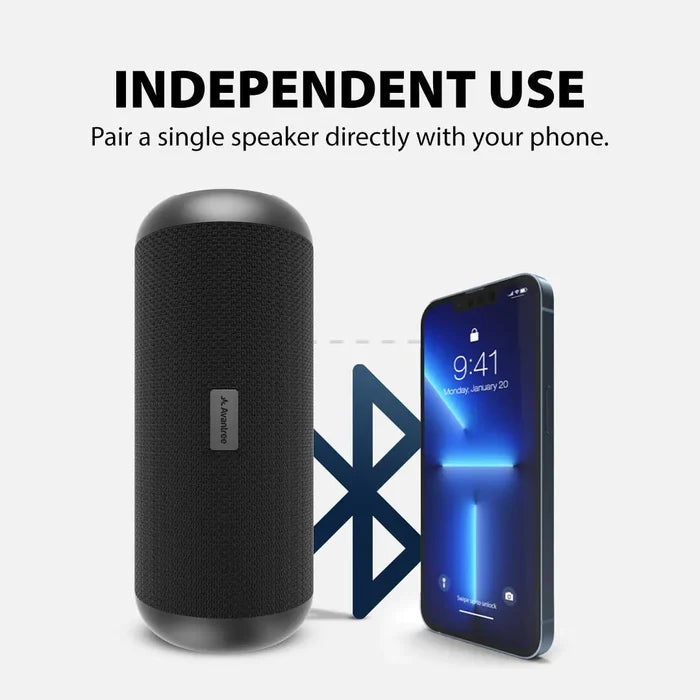 Harmony 2 the Multi-Room Wireless Speaker System for Home & Events   can be used independently and pairs with a phone via Bluetooth, supporting only one speaker connection.