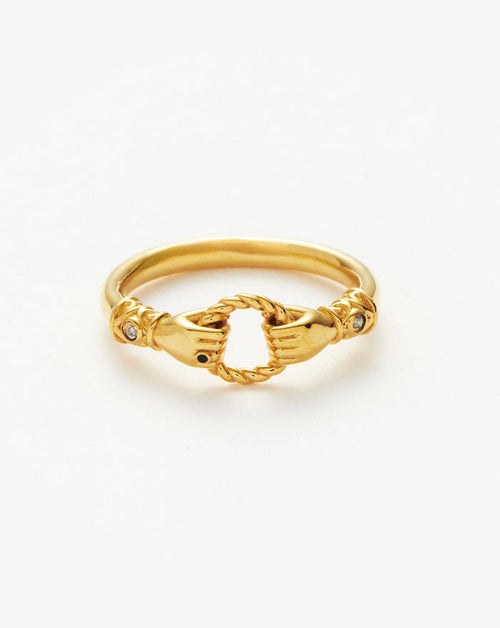 Harris Reed In Good Hands Stacking Ring | 18ct Gold Plated/Cubic Zirconia & Black Onyx Rings Missoma