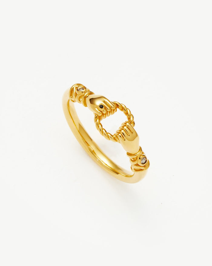 Harris Reed In Good Hands Stacking Ring | 18ct Gold Plated/Cubic Zirconia & Black Onyx Rings Missoma