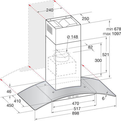 Hotpoint PHGC94FLMX 90cm Chimney Cooker Hood Stainless Steel