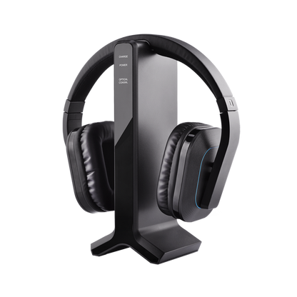 HT280 Wireless TV headphones, high volume setting, transmitter charging dock, ideal for the seniors and hearing impaired