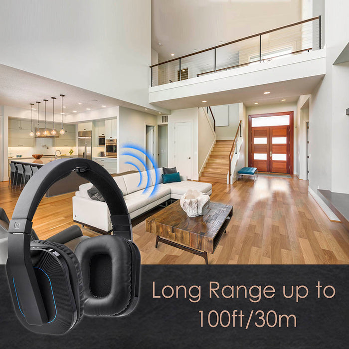 HT280 Wireless TV Headphones for Seniors, up to 100ft / 30m of  free range listening.