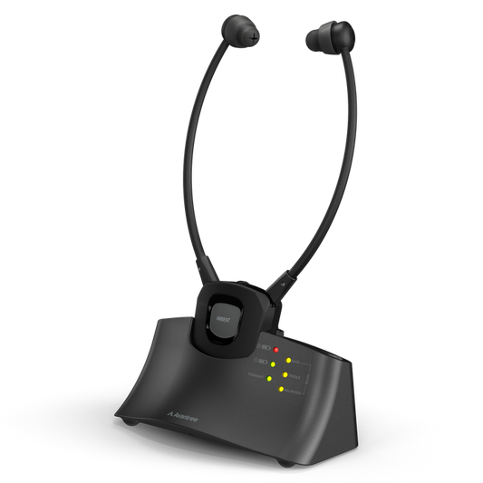 HT381 Wireless Sound Amplifying Headphones Set for TV with 2.4 connection. senior friendly. Equipped with an ambient sound mode