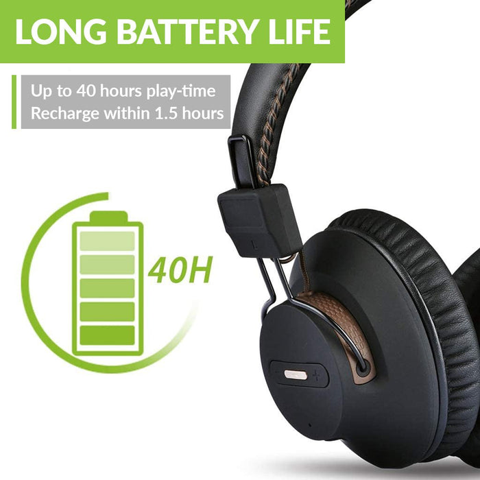 Avantree HT5009 Wireless Headphones for TV with transmitter, with up to 40 hours continuous playback and 1.5 hours to fully recharge.