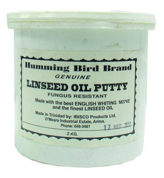 HUMMING BIRD BRAND FUNGUS RESISTANT, PUTTY, LINSEED OIL, 2 KGS (4 1/2 LBS) - 02609 MEGA