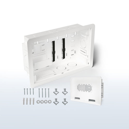 In-Wall Cable and Media Box Enclosures on a white background
