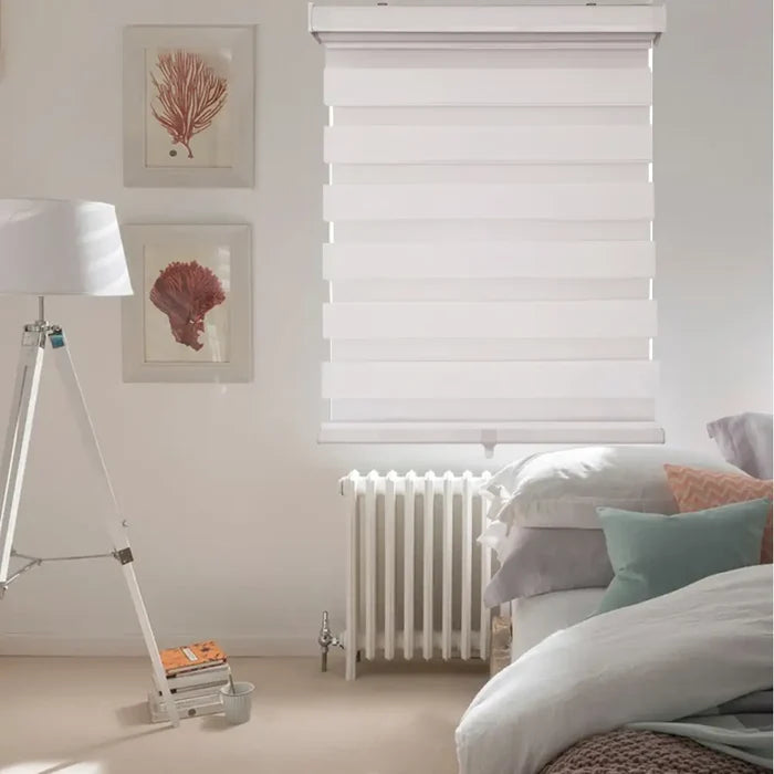 ITY CDNW-1 24 Olivia Stone Cordless Polyester Zebra Day-Night Blind 24"x84" in White