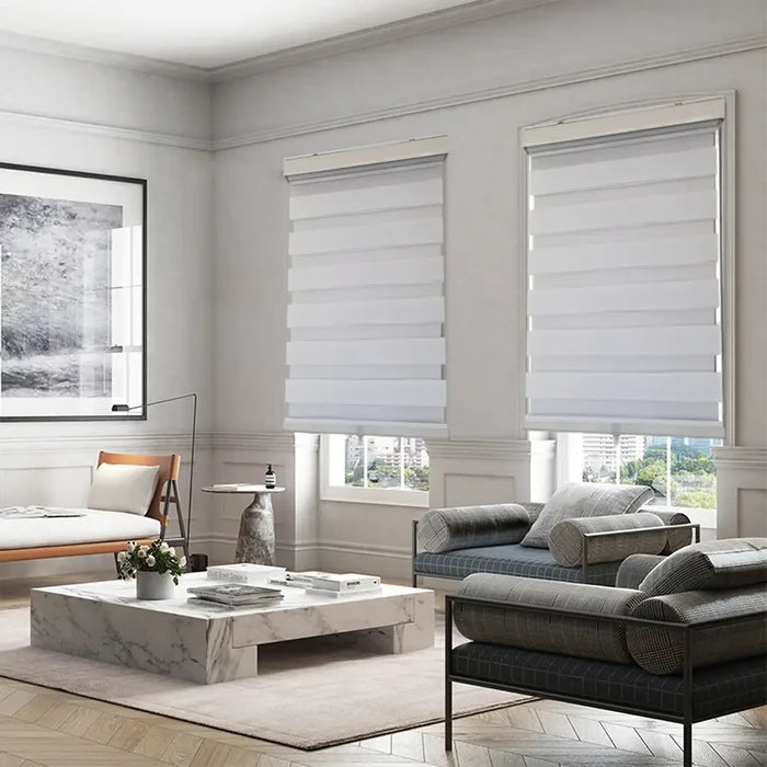 ITY CDNW-1 30 Olivia Stone Cordless Polyester Zebra Day-Night Blind 30"x84" in White