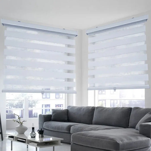 ITY CDNW-1 33 Olivia Stone Cordless Polyester Zebra Day-Night Blind 33"x84" in White