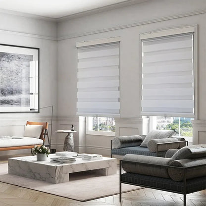 ITY CDNW-1 40 Olivia Stone Cordless Polyester Zebra Day-Night Blind 40"x84" in White